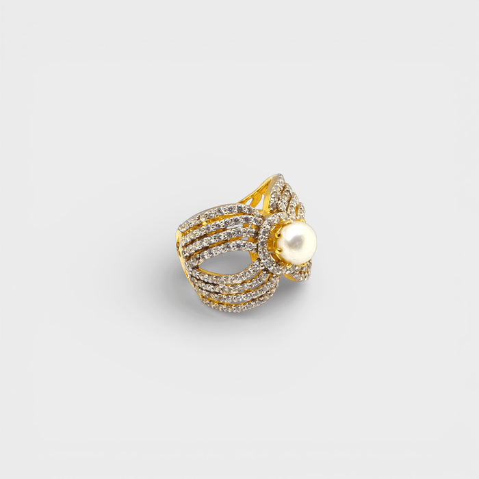 Pearl Bow Statement Ring - Monis Anas Jewellers