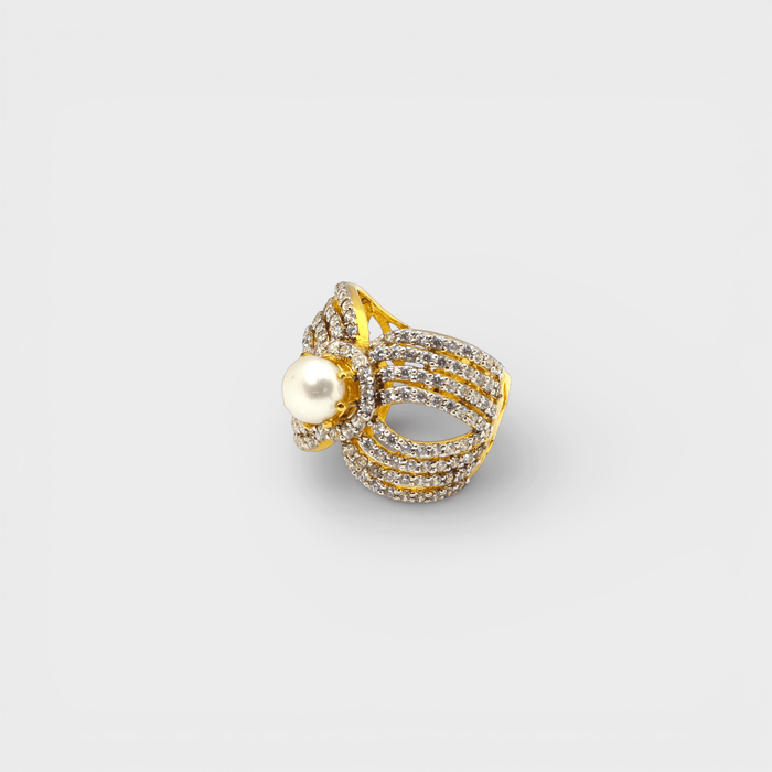 Pearl Bow Statement Ring - Monis Anas Jewellers
