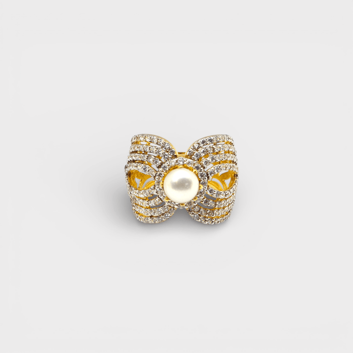 Pearl Bow Statement Ring - Monis Anas Jewellers