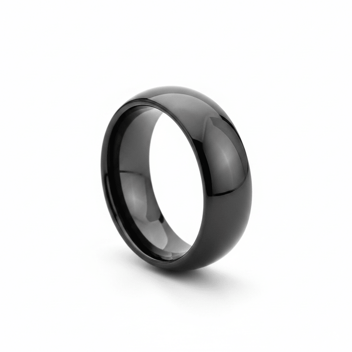 PEPPER — Hero product shot — men's tungsten wedding ring.