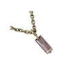 Pink Baguette Tourmaline 14k Gold Pendant: Natural Gemstone Charm - K Jewelry Accessories