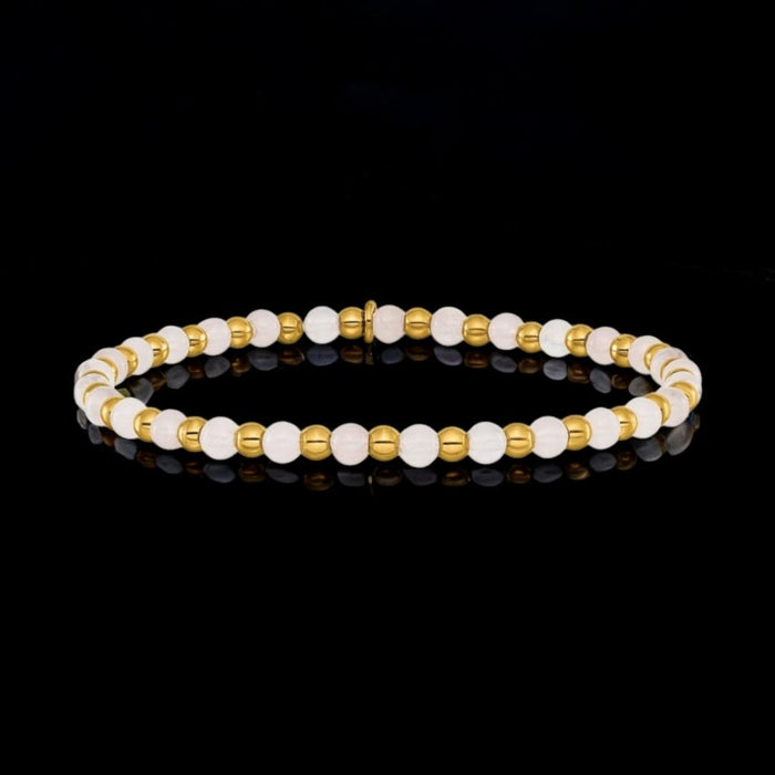 Women's Pink Quartz and Yellow IP-Plated Beaded Bracelet