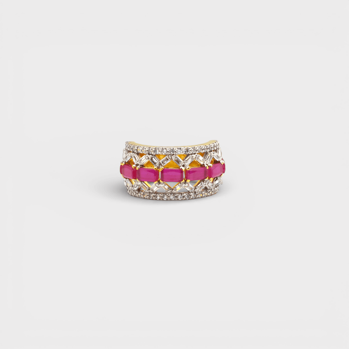 Pink Ruby Lattice Statement Ring - Monis Anas Jewellers