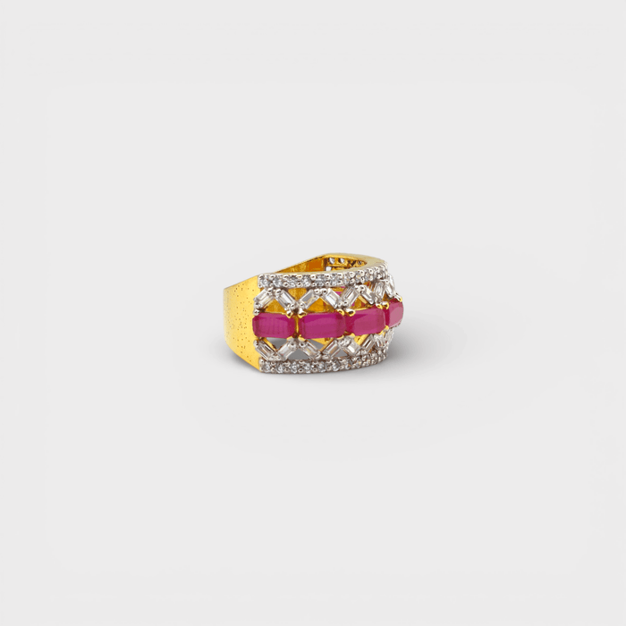 Pink Ruby Lattice Statement Ring - Monis Anas Jewellers