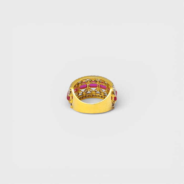 Pink Ruby Lattice Statement Ring - Monis Anas Jewellers