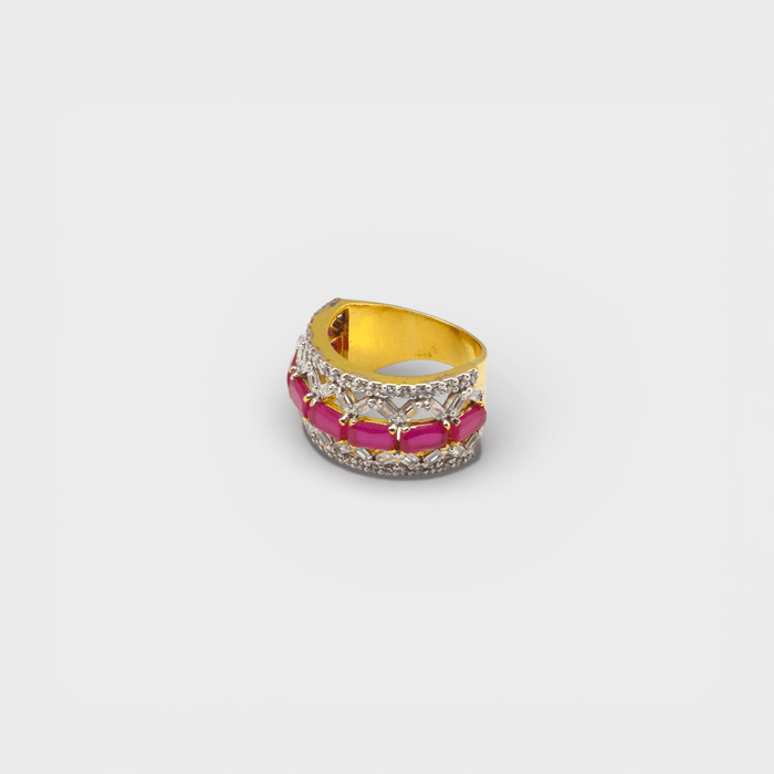 Pink Ruby Lattice Statement Ring - Monis Anas Jewellers
