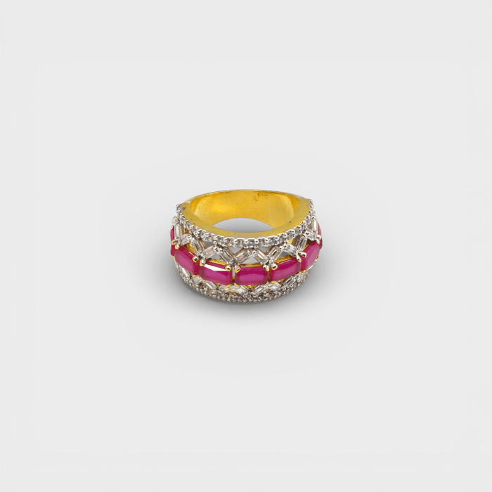 Pink Ruby Lattice Statement Ring - Monis Anas Jewellers