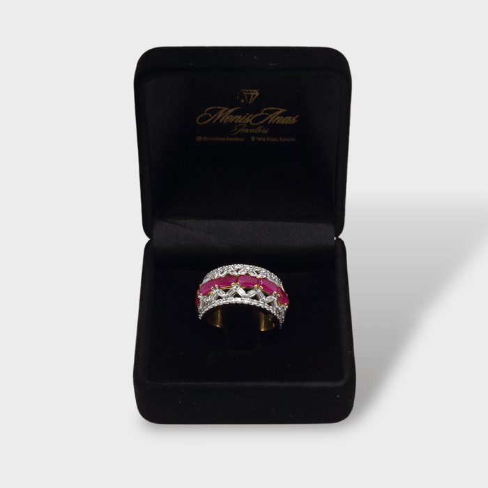 Pink Ruby Lattice Statement Ring - Monis Anas Jewellers