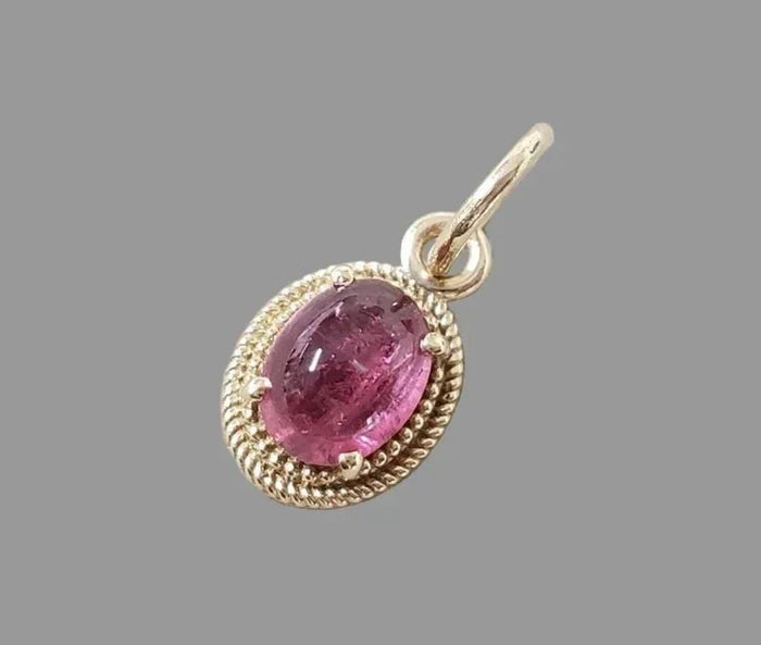 Pink Tourmaline Charm in 14K Gold | Natural Gemstone Charm - K Jewelry Accessories