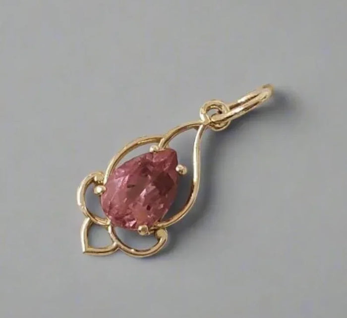 Pink Tourmaline Pendant Necklace | 14k Gold Handmade Jewelry