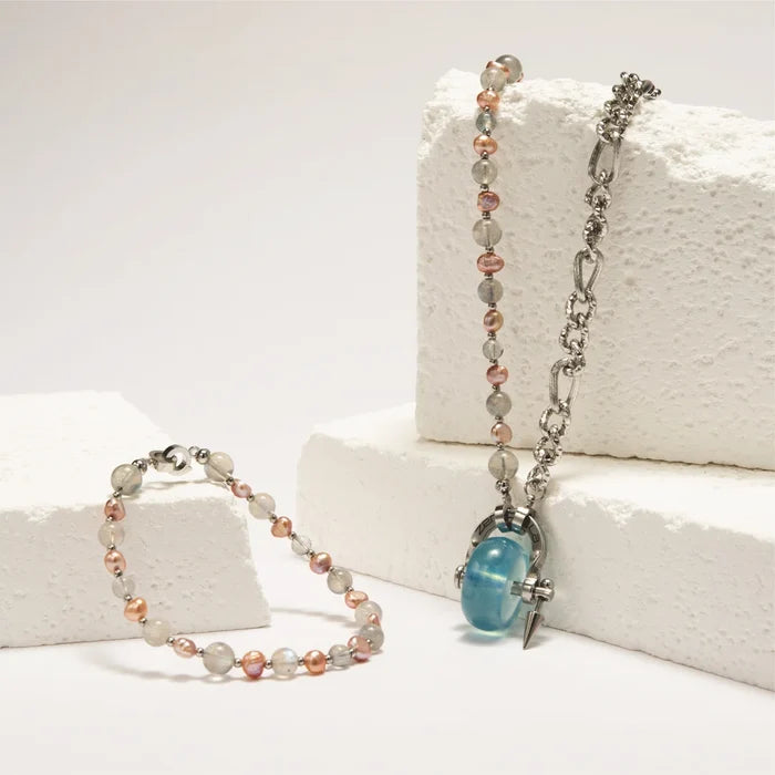 Pisces Moonstone & Aquamarine Necklace