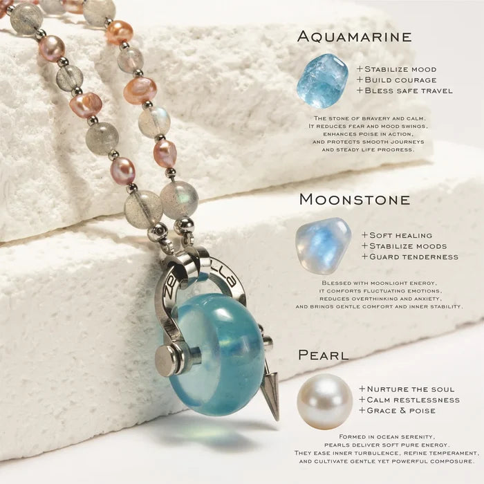 Pisces Moonstone & Aquamarine Necklace