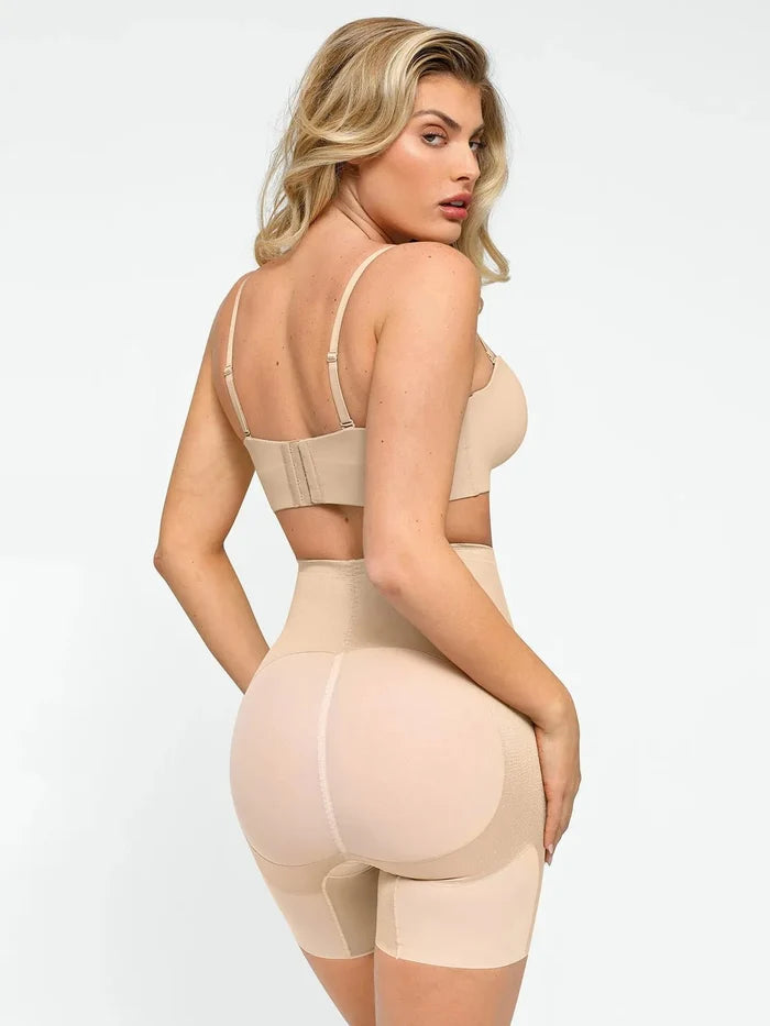 Popilush skin-tone butt-lifting compression shorts with high waist for enhanced derrière lift.