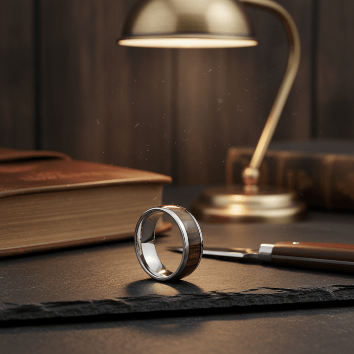 PRANCE — close-up detail — men's tungsten carbide wedding ring | Aydins Jewelry