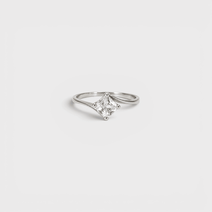 Princess-Cut CZ Solitaire Ring - Monis Anas Jewellers