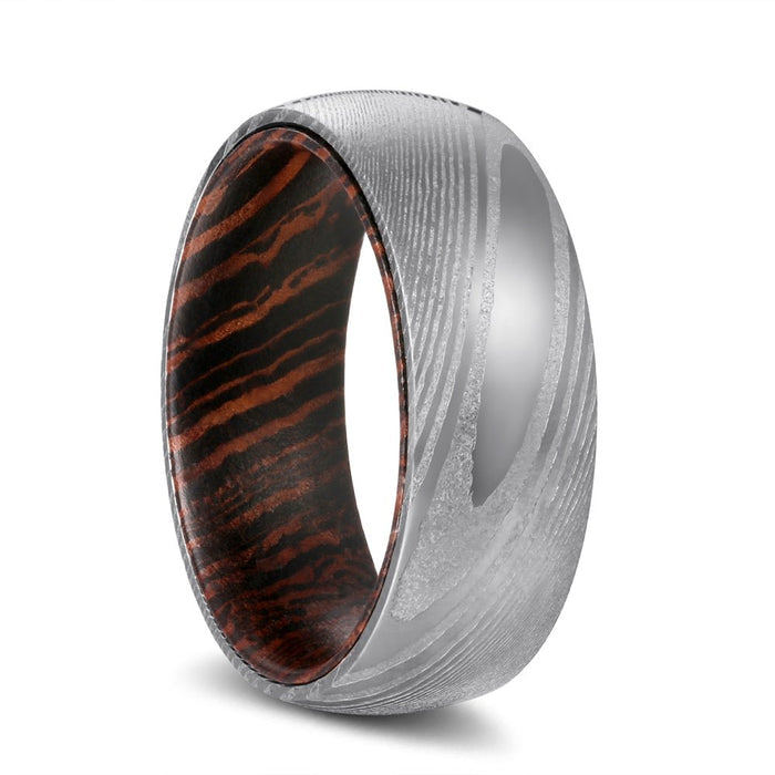 PROTECTOR — hero shot — men's damascus steel wedding ring | Aydins Jewelry