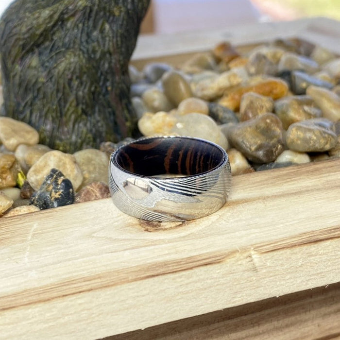 PROTECTOR — display shot — men's damascus steel wedding ring | Aydins Jewelry