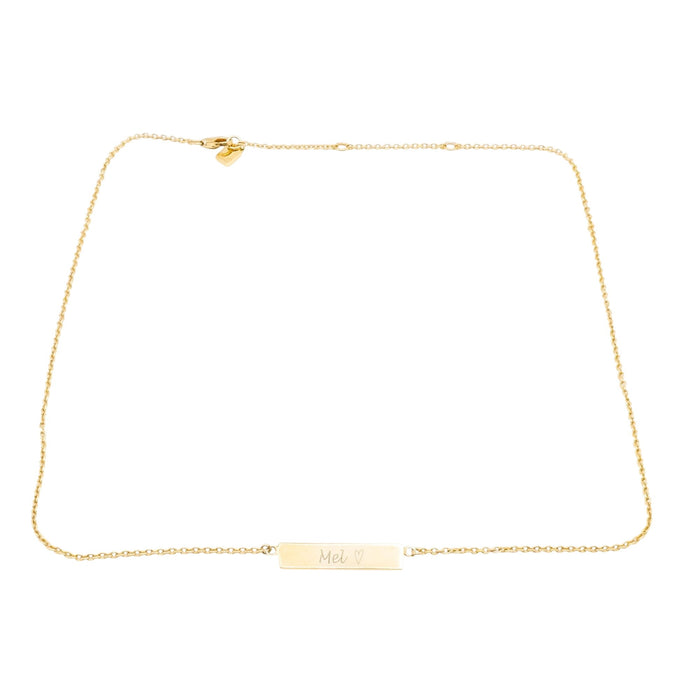 Pura Vida 18K Gold Plated Sterling Silver "Mel" Name Bar Necklace 16 to 18 Inches