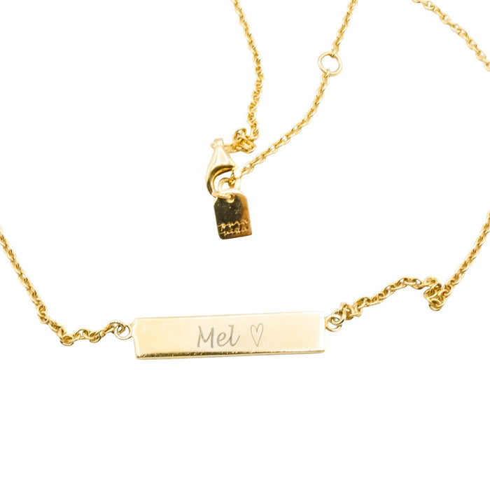 Pura Vida 18K Gold Plated Sterling Silver "Mel" Name Bar Necklace 16 to 18 Inches