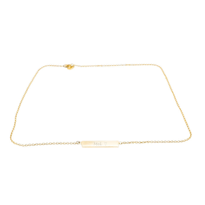 Pura Vida 18K Gold Plated Sterling Silver "Mel" Name Bar Necklace 16 to 18 Inches