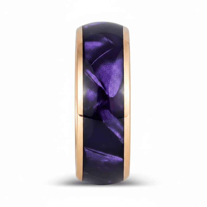 PURPLENA — Front-facing straight-on view — men's tungsten wedding ring.