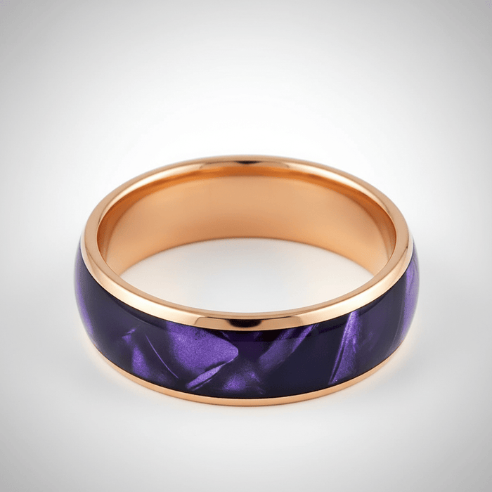 PURPLENA — Center-through axial view — men's tungsten wedding ring.