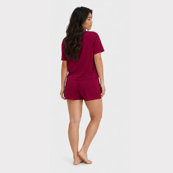 Pyjama set korte mouw Nicole - Bordeaux
