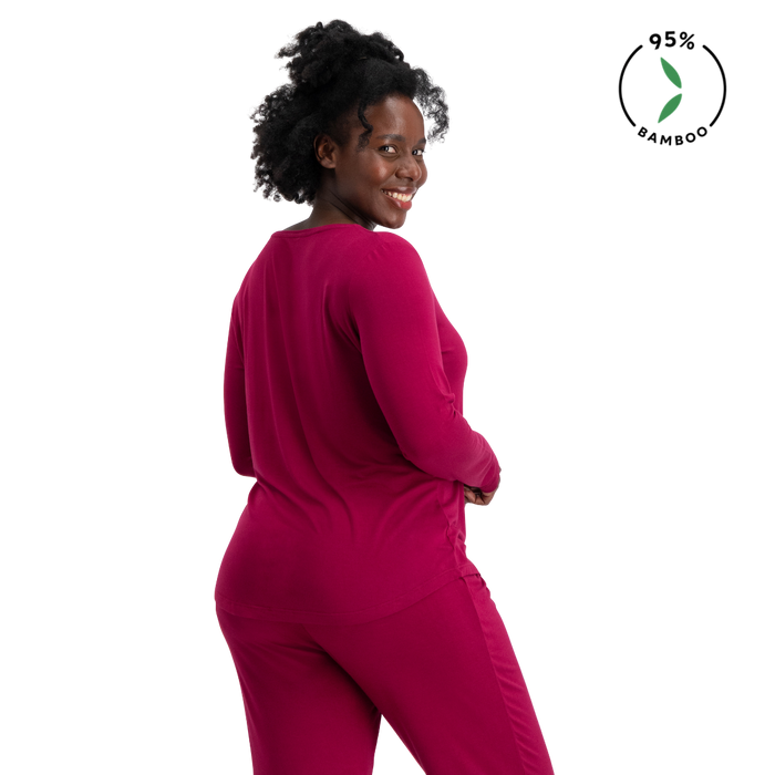 Pyjama set lange mouw Nina - Bordeaux