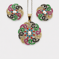 Rainbow Floral Pearl & Multicolor Gemstone Set - Monis Anas Jewellers