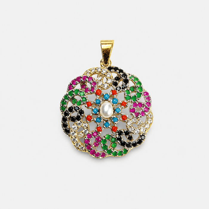 Rainbow Floral Pearl & Multicolor Gemstone Set - Monis Anas Jewellers