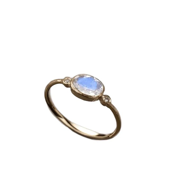 Rainbow Moonstone Ring – 18k Gold Handmade Gemstone Jewelry - K Jewelry Accessories