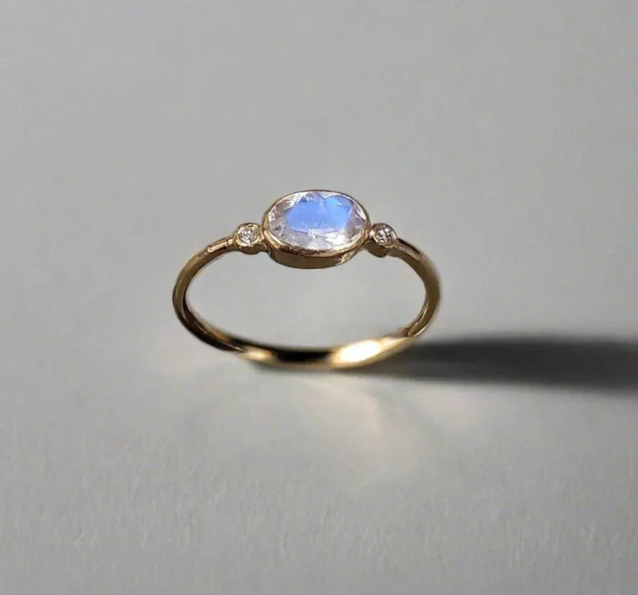 Rainbow Moonstone Ring – 18k Gold Handmade Gemstone Jewelry - K Jewelry Accessories