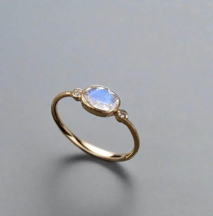 Rainbow Moonstone Ring – 18k Gold Handmade Gemstone Jewelry - K Jewelry Accessories