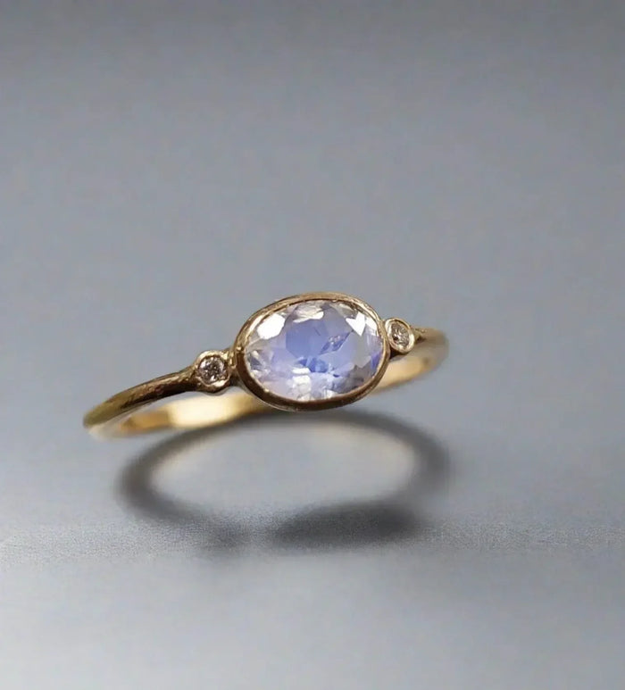 Rainbow Moonstone Ring – 18k Gold Handmade Gemstone Jewelry - K Jewelry Accessories