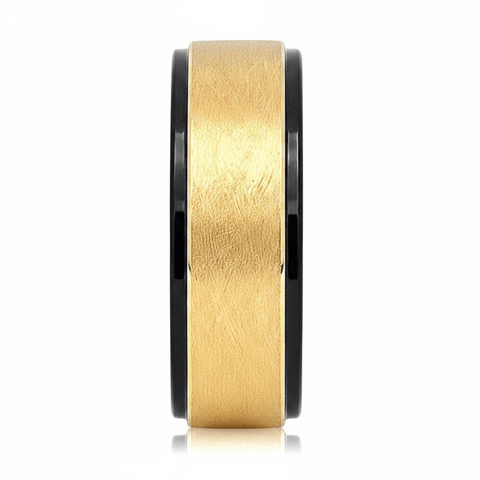 REBECK — angled view — men's tungsten carbide wedding ring | Aydins Jewelry