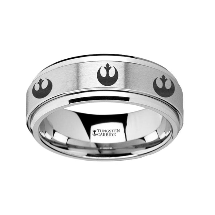 Rebel Alliance Star Wars Symbol Engraved Polished  Tungsten Carbide men's wedding band, image 1