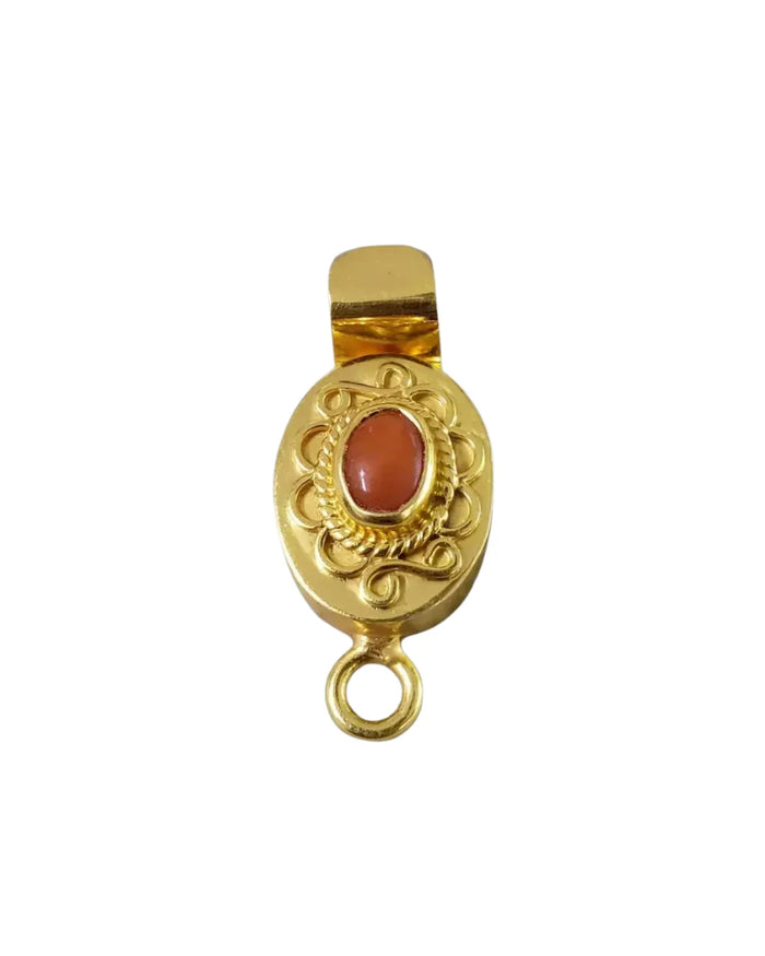 Red Coral Gold Vermeil Box Clasp: 925 Sterling Silver Necklace Connector