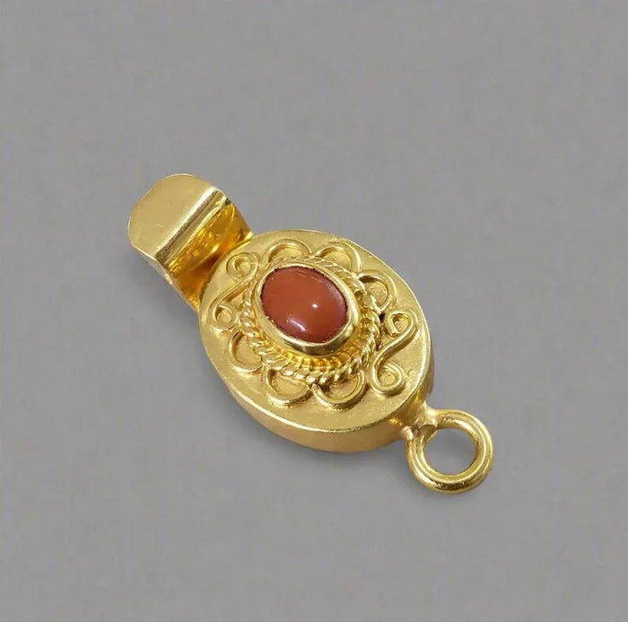 Red Coral Gold Vermeil Box Clasp: 925 Sterling Silver Necklace Connector