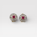 Regal Ruby Halo Studs - Monis Anas Jewellers