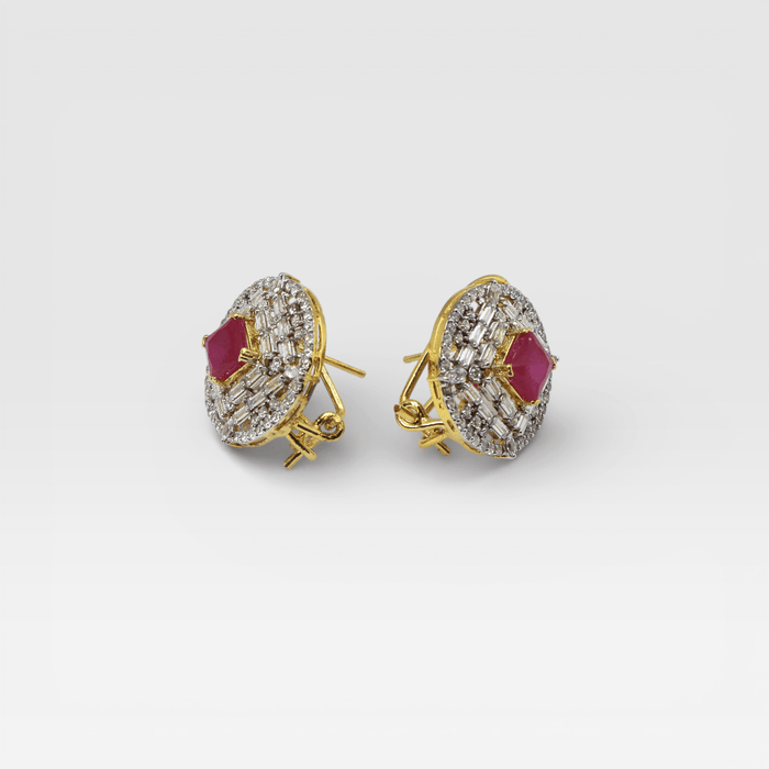 Regal Ruby Halo Studs - Monis Anas Jewellers