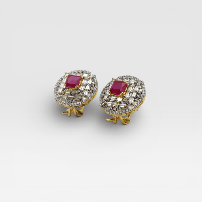 Regal Ruby Halo Studs - Monis Anas Jewellers