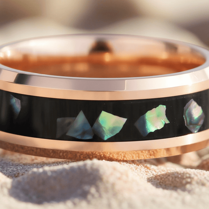 RESINOVA — Extreme macro detail — men's tungsten wedding ring.