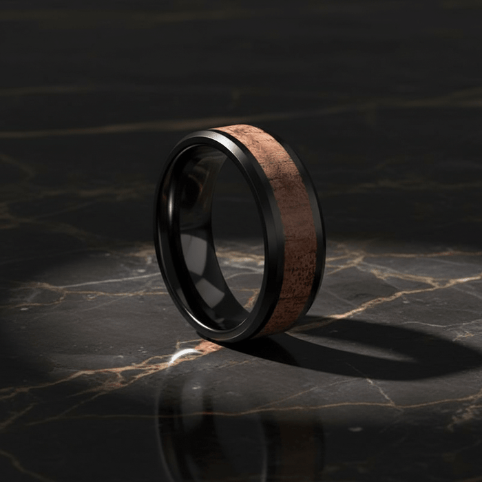 RHYTHM — detail view — men's tungsten carbide wedding ring | Aydins Jewelry