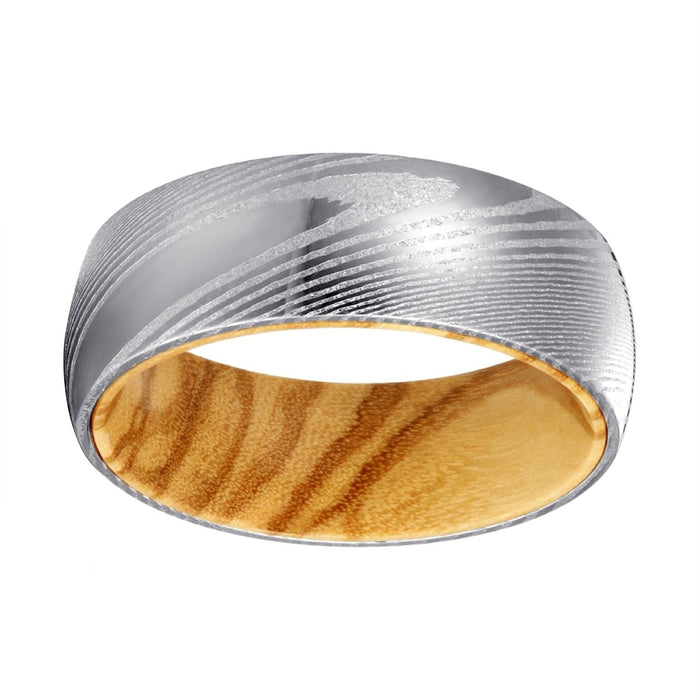 RIDGES — lifestyle on hand — men's damascus steel wedding ring | Aydins Jewelry