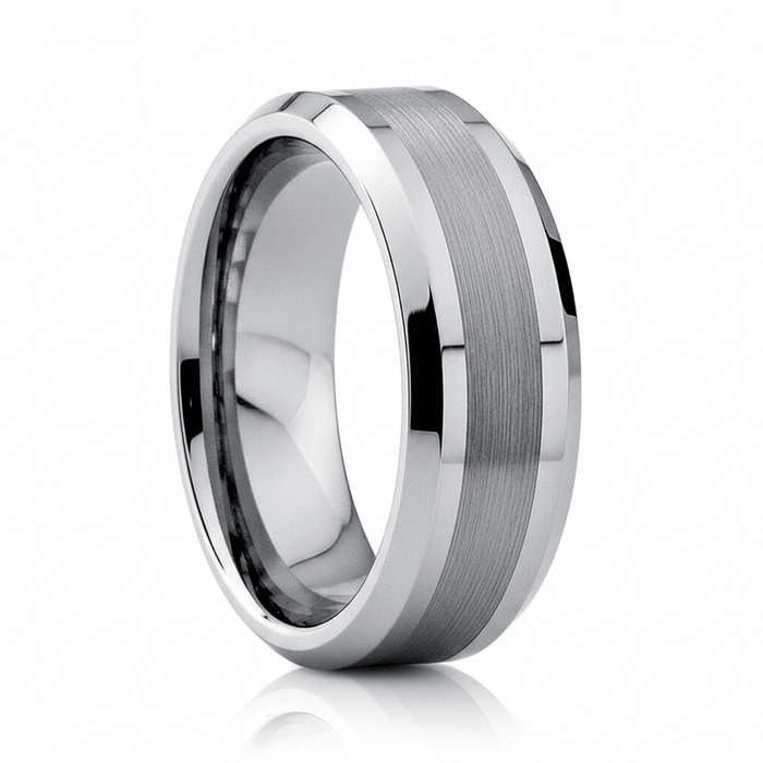 ROCK — hero shot — men's tungsten carbide wedding ring | Aydins Jewelry