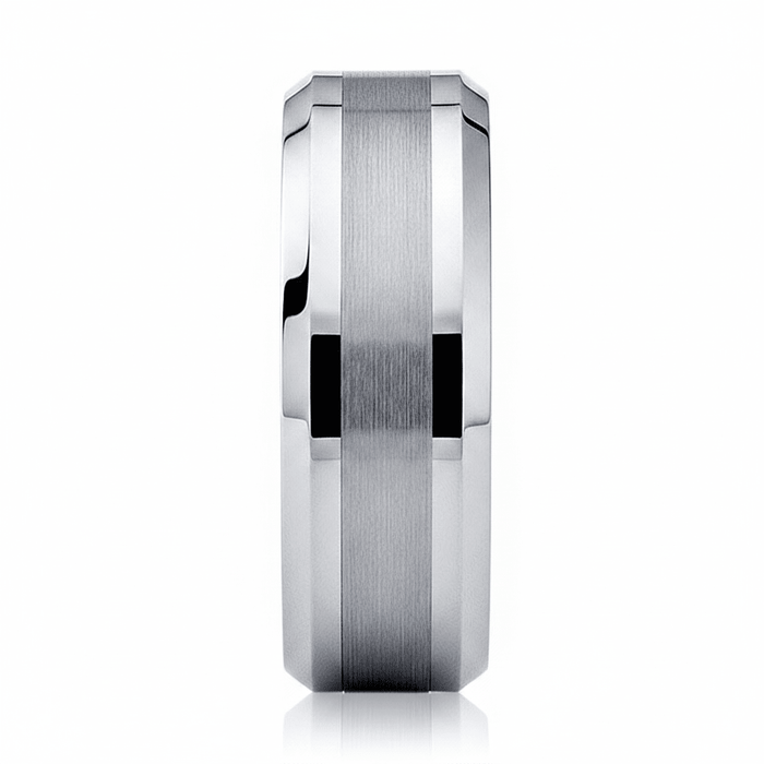ROCK — angled view — men's tungsten carbide wedding ring | Aydins Jewelry
