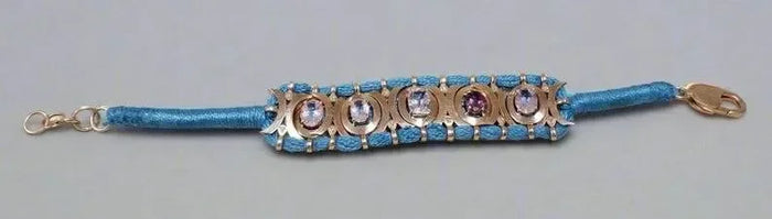 Rose Gold Vermeil Luxury Cord Bracelet - Morganites, Tourmalines & Diamonds Studded - K Jewelry Accessories