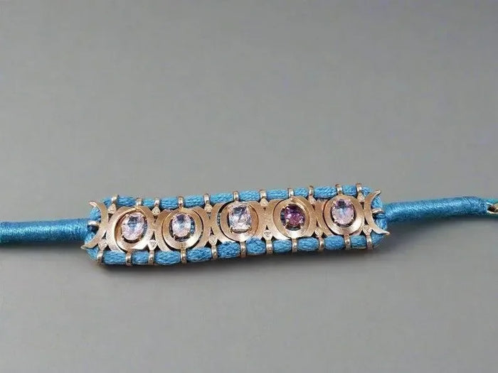 Rose Gold Vermeil Luxury Cord Bracelet - Morganites, Tourmalines & Diamonds Studded - K Jewelry Accessories