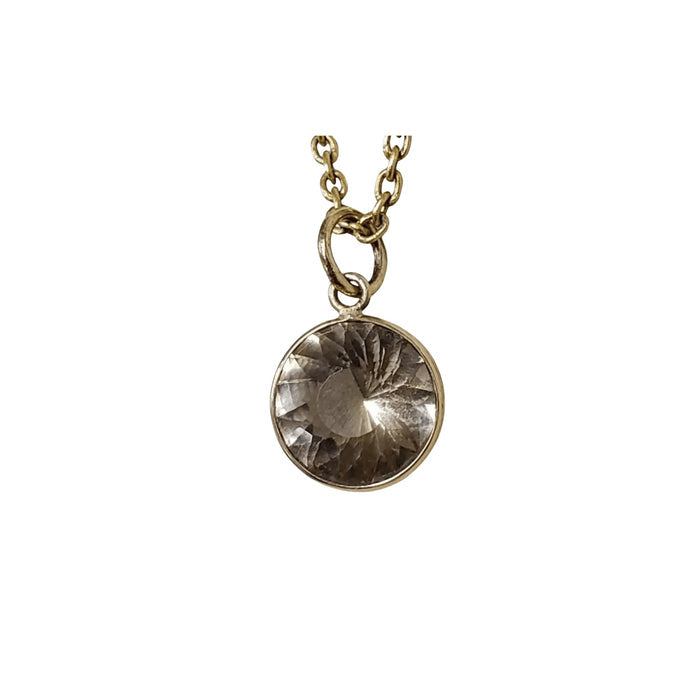 Round Champagne Quartz 14k Gold Pendant Necklace - K Jewelry Accessories