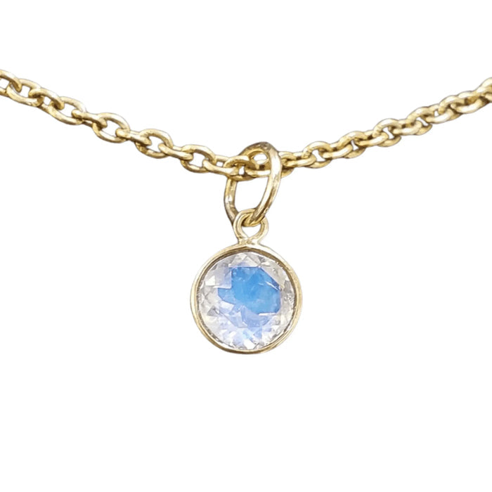 Round Shape 14k Gold Rainbow Moonstone Pendant - K Jewelry Accessories